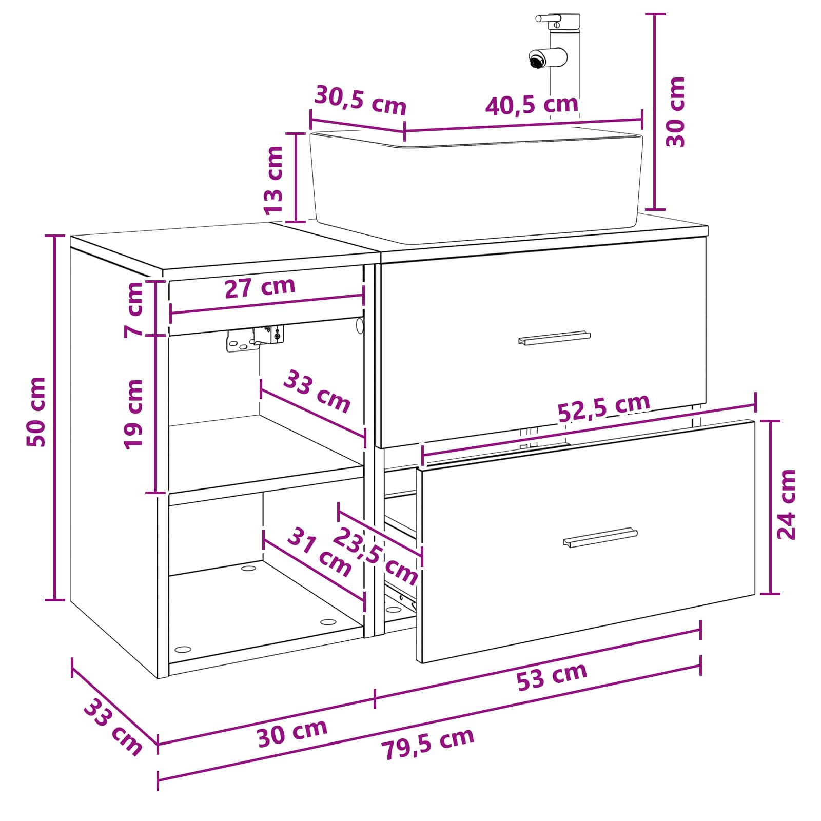 Ensemble de mobilier de salle de bain 2 pc Blanc - XIOS