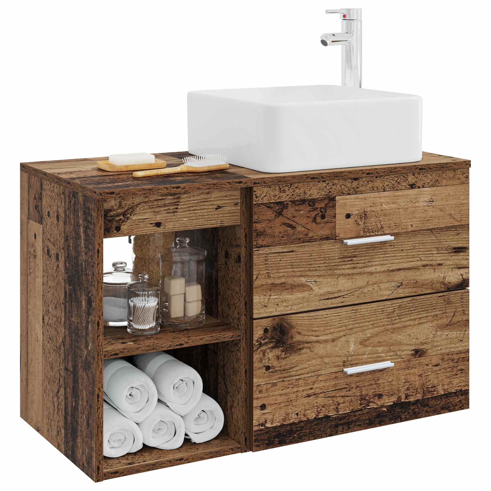 Ensemble de mobilier de salle de bain 2 pc Bois ancien