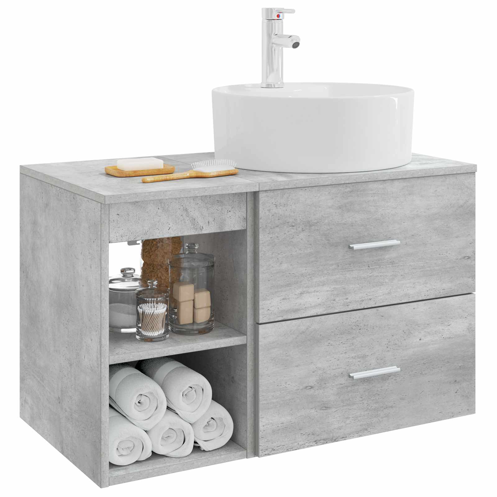 Ensemble de mobilier de salle de bain 2 pc Gris béton - XIOS