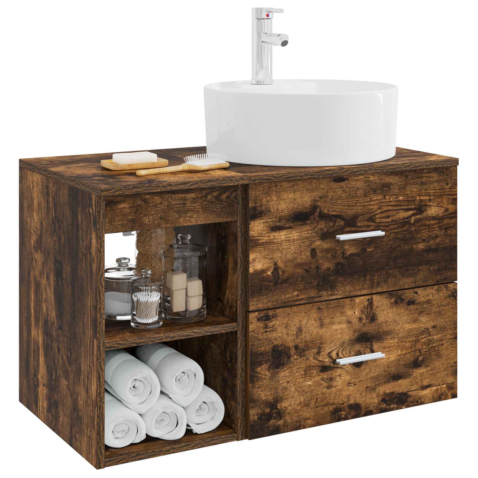 Ensemble de mobilier de salle de bain 2 pc Chêne fumé