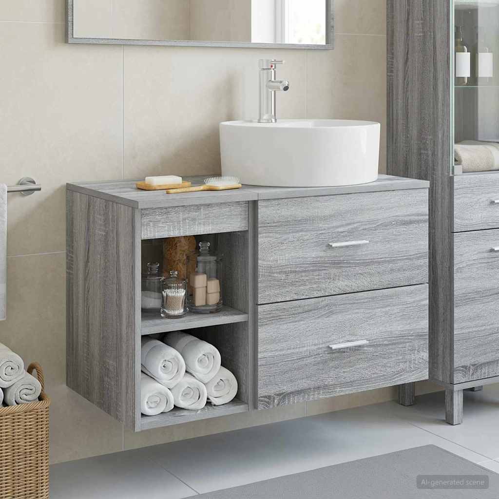 Ensemble de mobilier de salle de bain 2 pc Sonoma gris