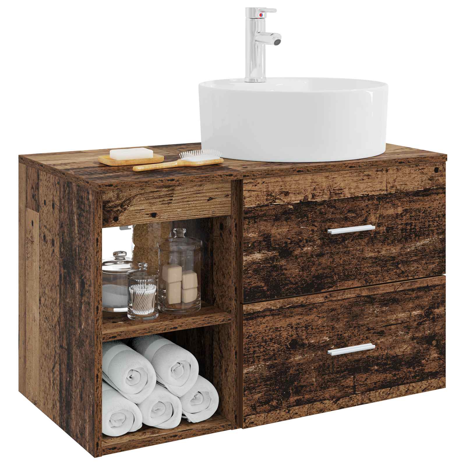 Ensemble de mobilier de salle de bain 2 pc Bois ancien