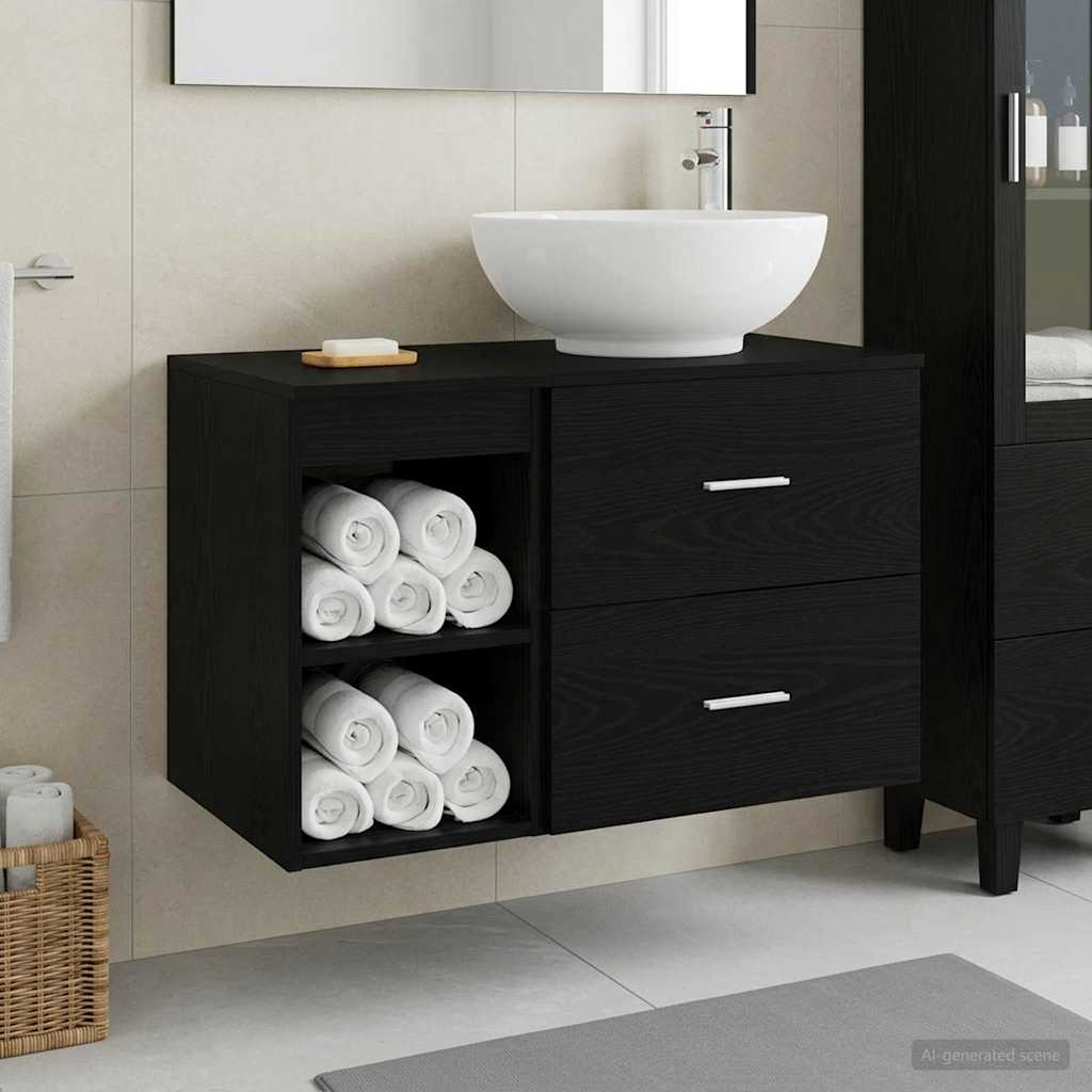 Ensemble de mobilier de salle de bain 2 pc Chêne noir