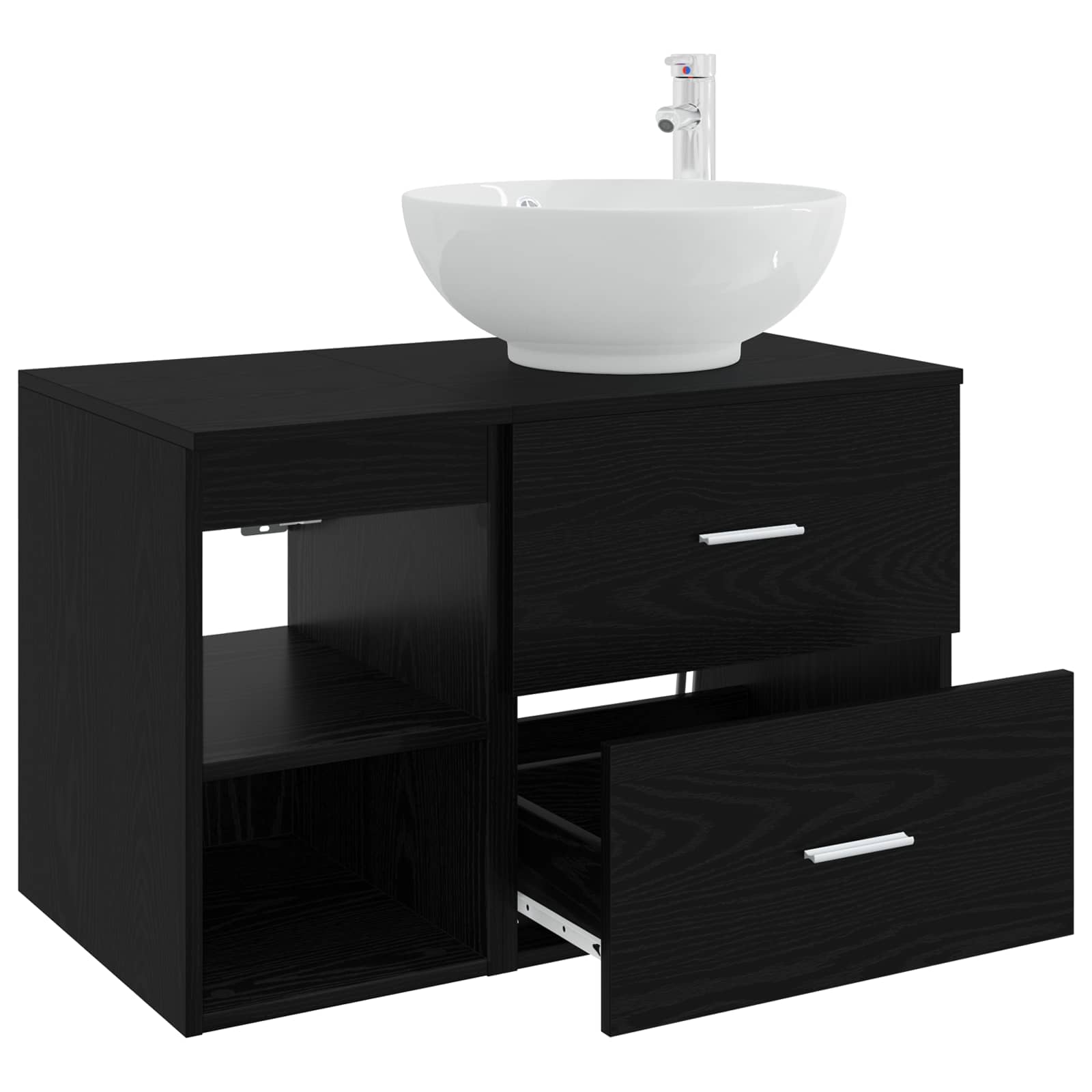 Ensemble de mobilier de salle de bain 2 pc Chêne noir