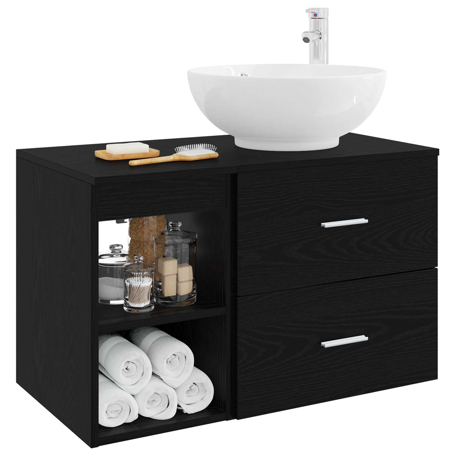 Ensemble de mobilier de salle de bain 2 pc Chêne noir