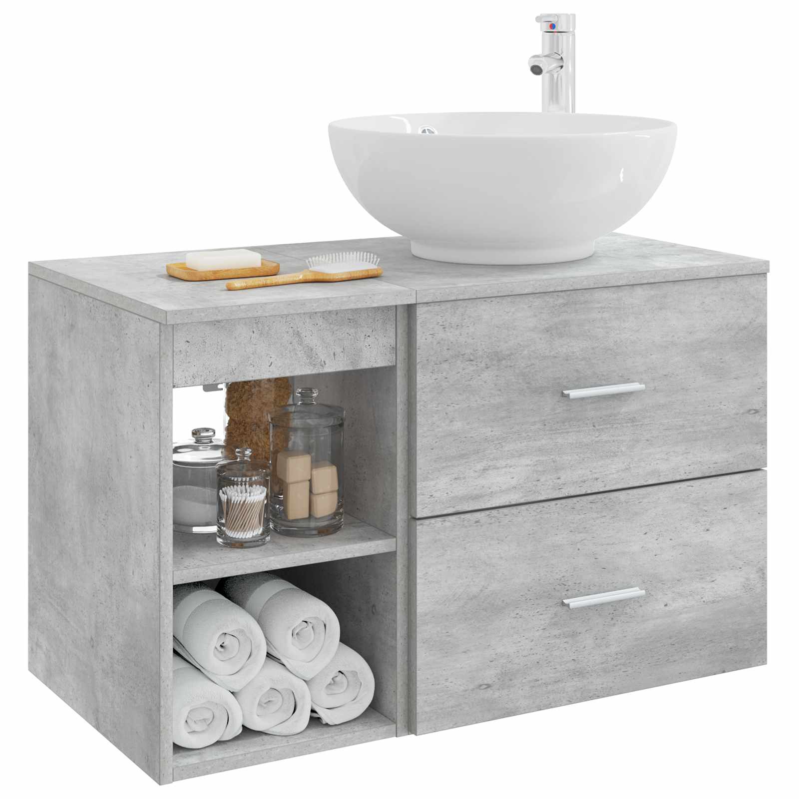 Ensemble de mobilier de salle de bain 2 pc Gris béton - XIOS