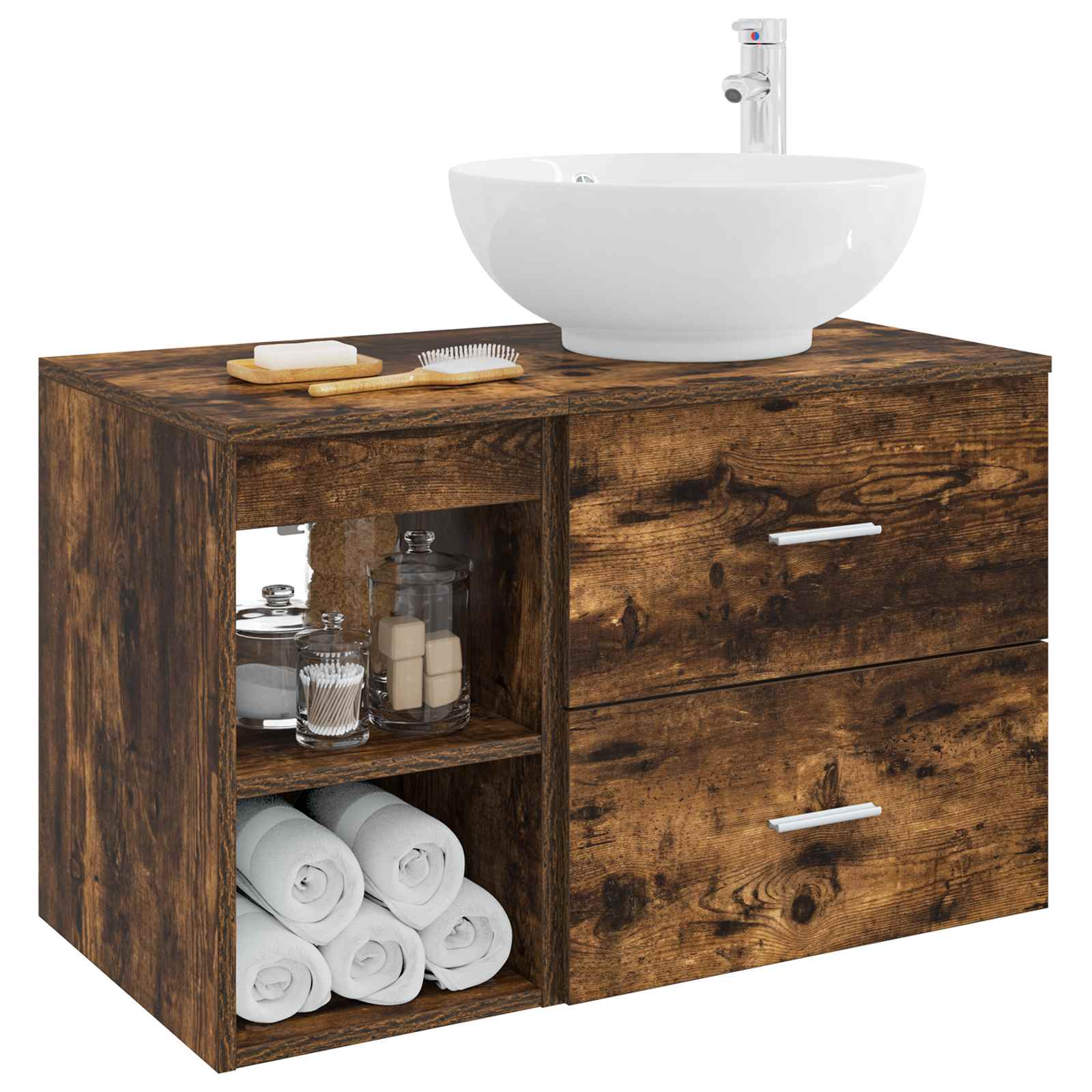 Ensemble de mobilier de salle de bain 2 pc Chêne fumé