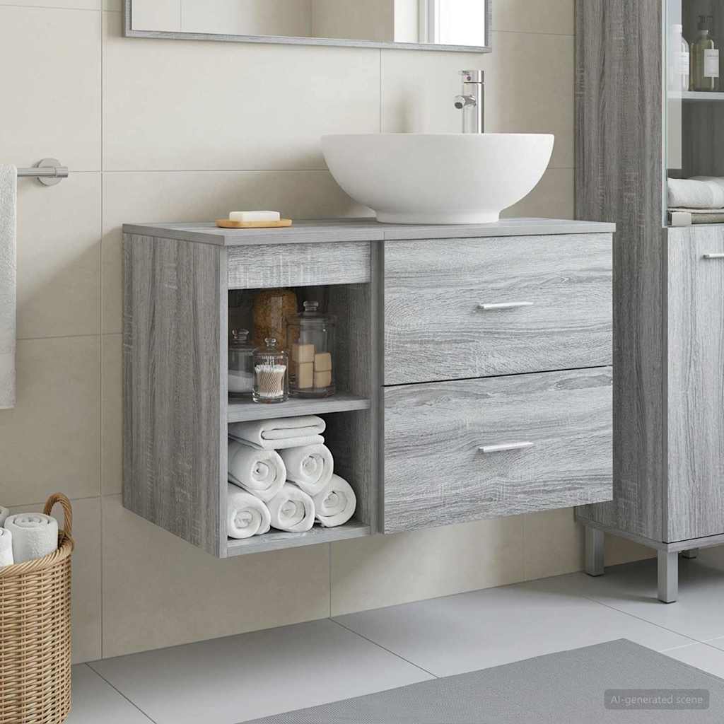 Ensemble de mobilier de salle de bain 2 pc Sonoma gris