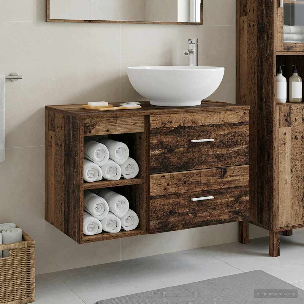 Ensemble de mobilier de salle de bain 2 pc Bois ancien