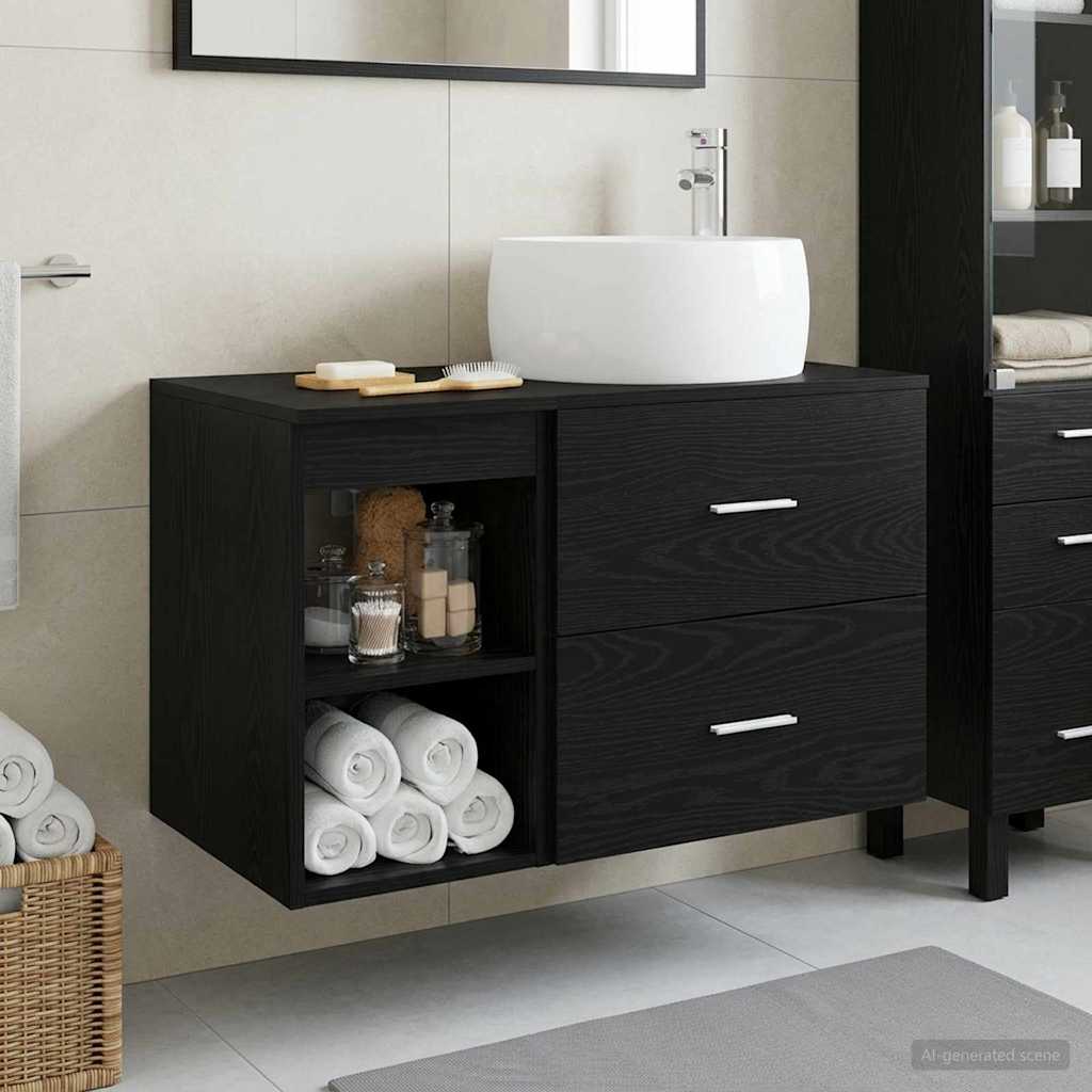 Ensemble de mobilier de salle de bain 2 pc Chêne noir