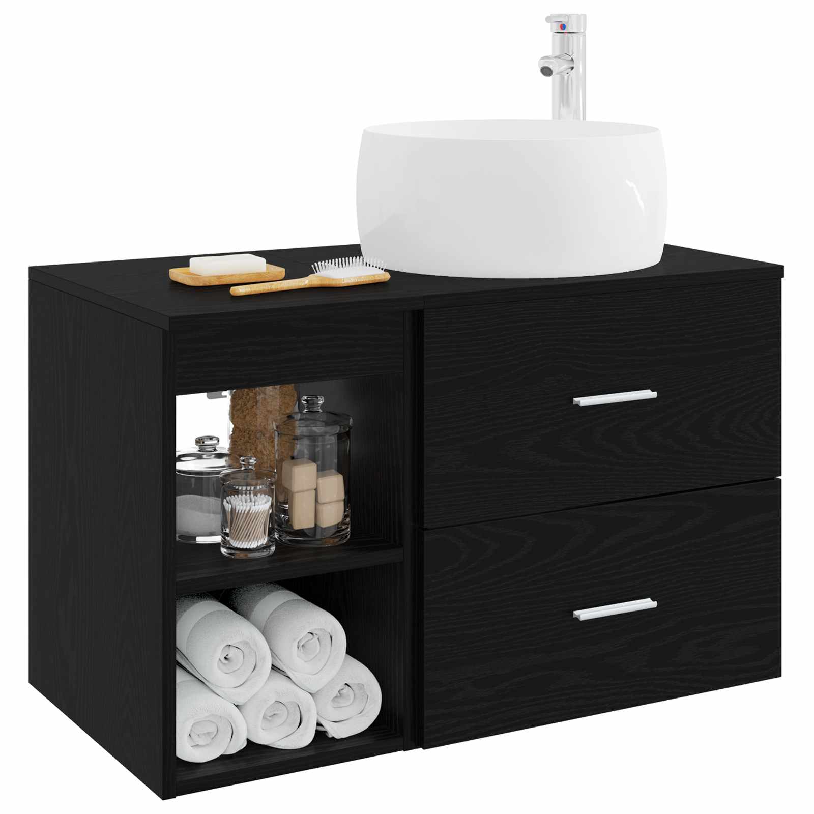 Ensemble de mobilier de salle de bain 2 pc Chêne noir