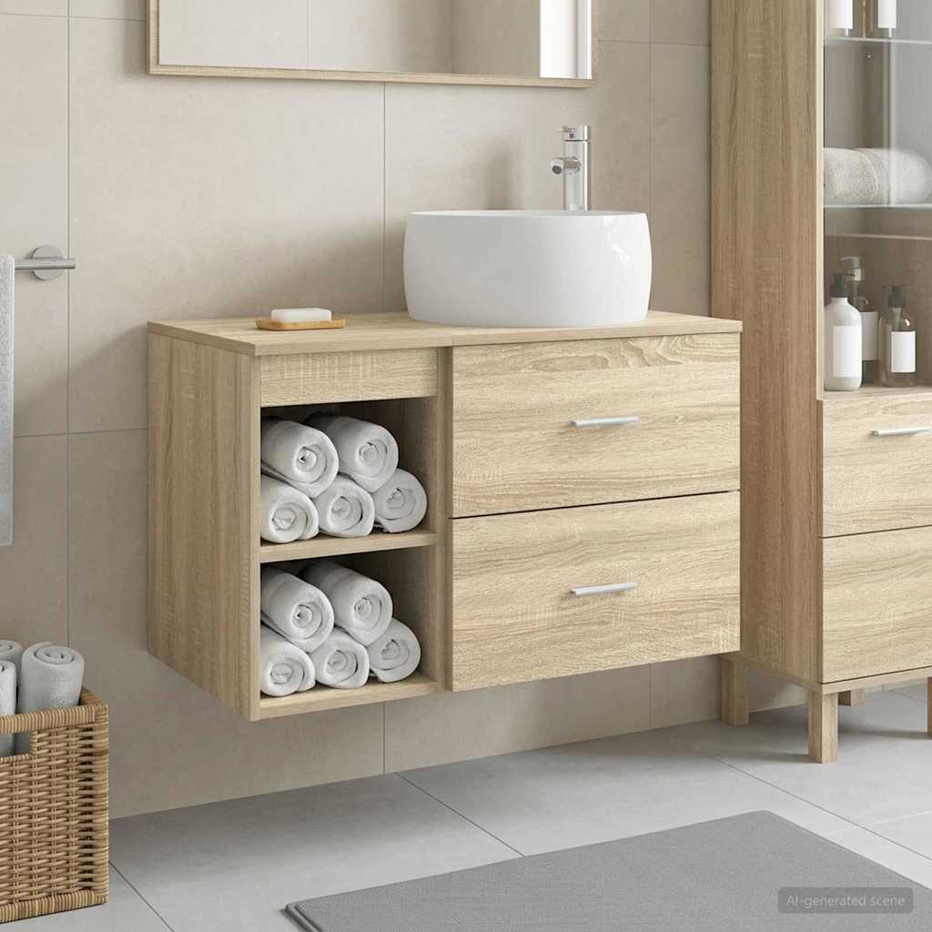 Ensemble de mobilier de salle de bain 2 pc Chêne Sonoma