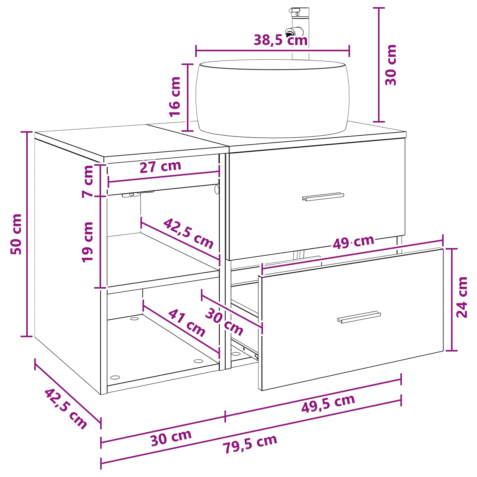 Ensemble de mobilier de salle de bain 2 pc Chêne Sonoma