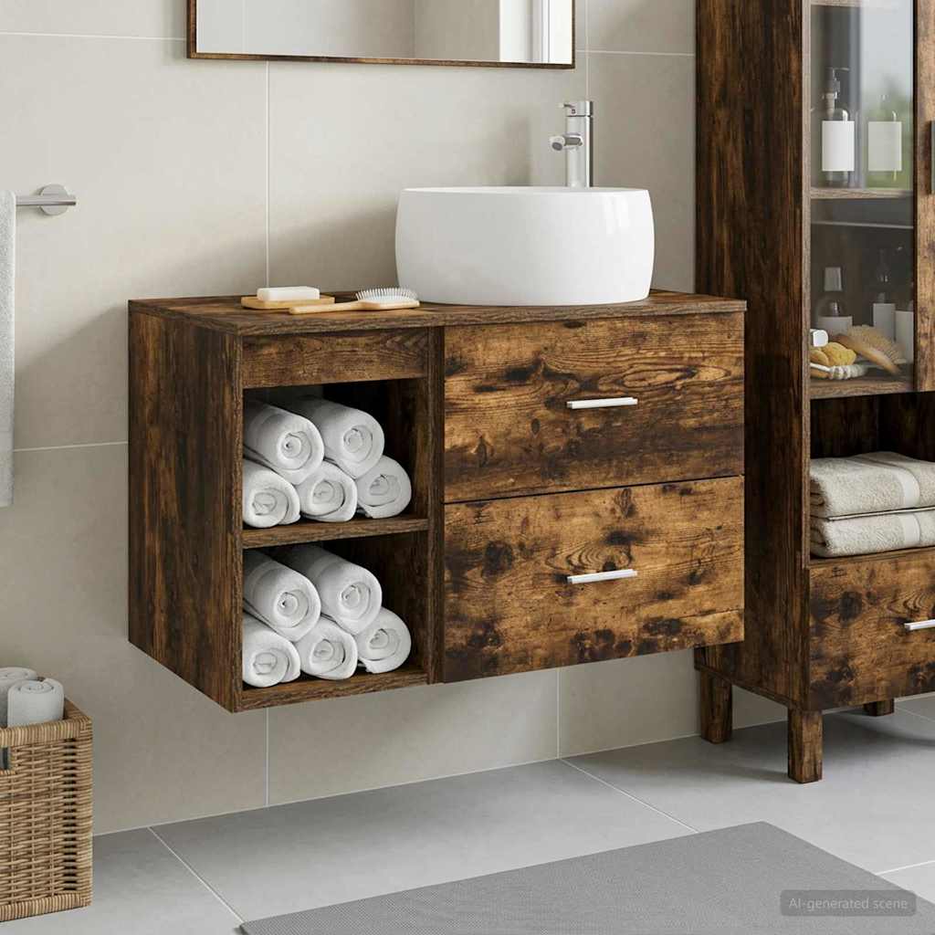 Ensemble de mobilier de salle de bain 2 pc Chêne fumé