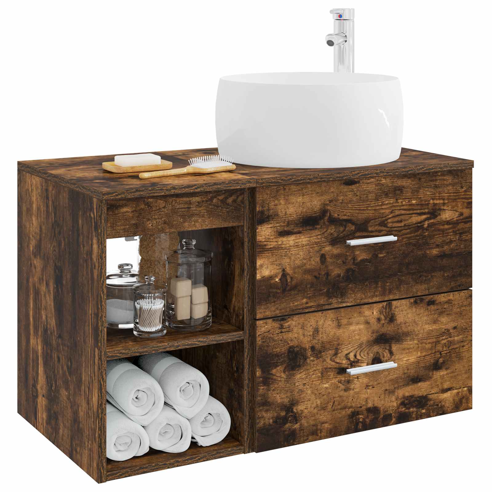 Ensemble de mobilier de salle de bain 2 pc Chêne fumé