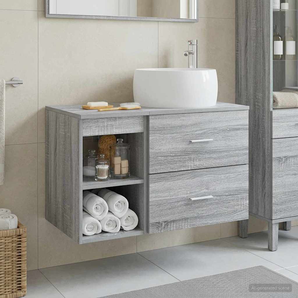Ensemble de mobilier de salle de bain 2 pc Sonoma gris