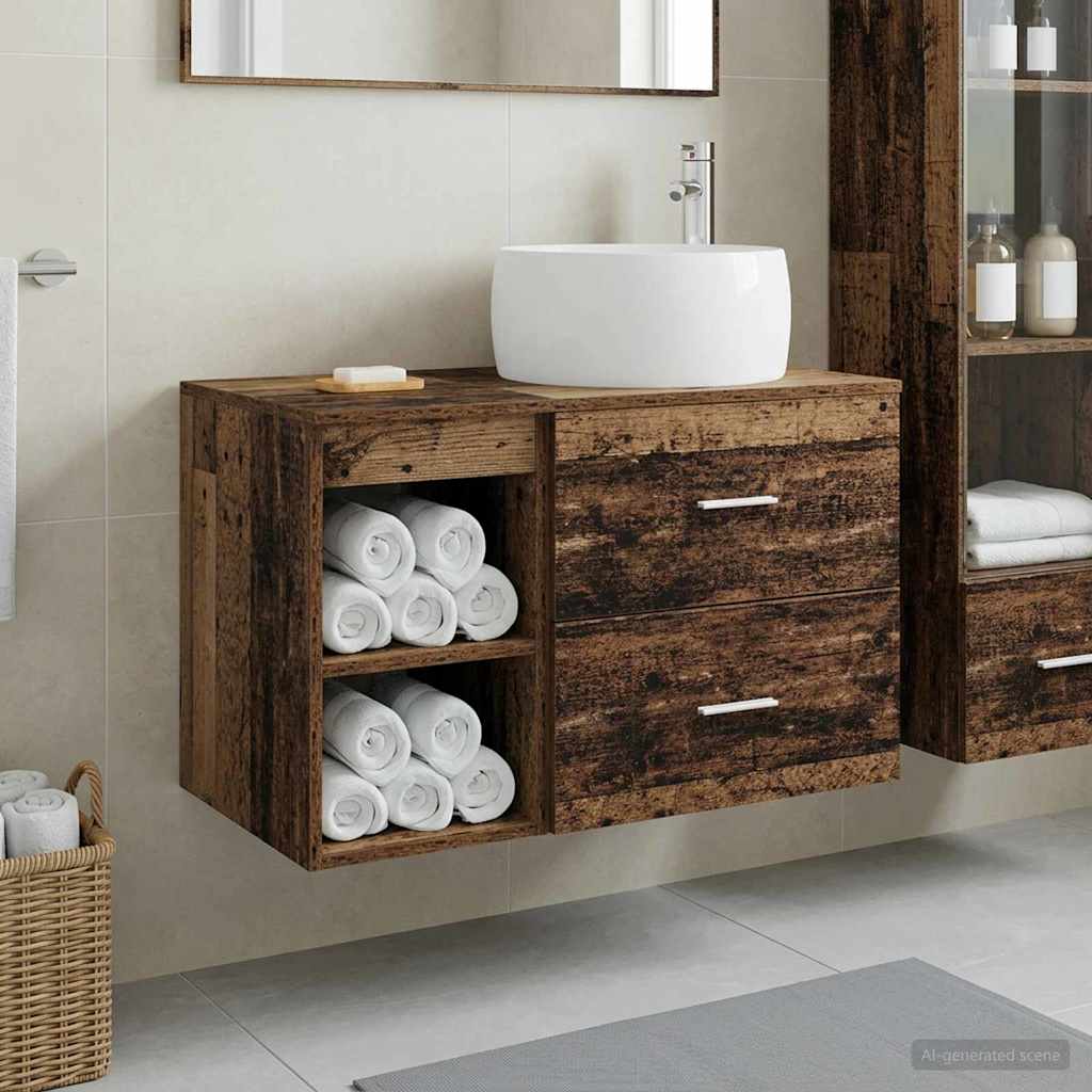 Ensemble de mobilier de salle de bain 2 pc Bois ancien