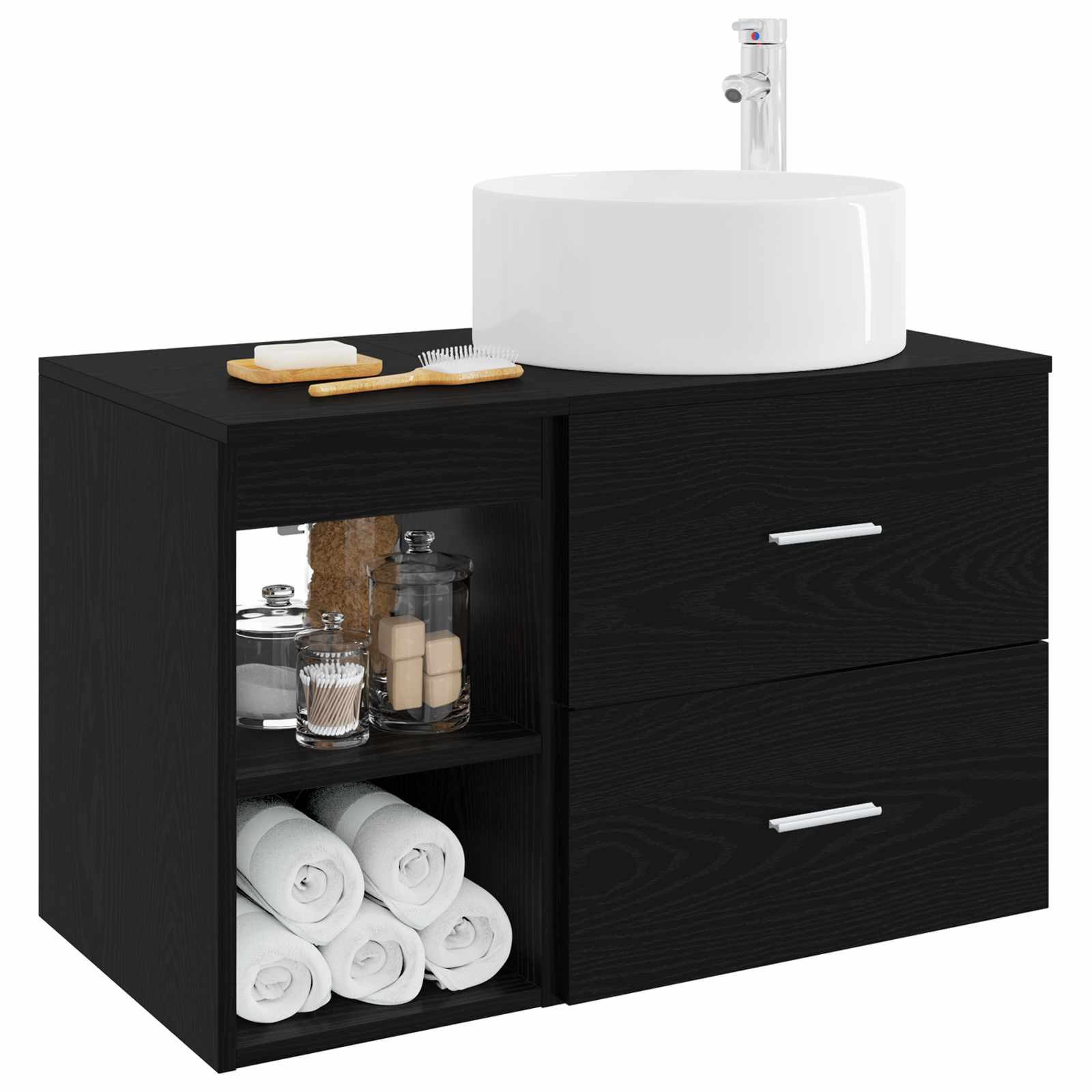 Ensemble de mobilier de salle de bain 2 pc Chêne noir