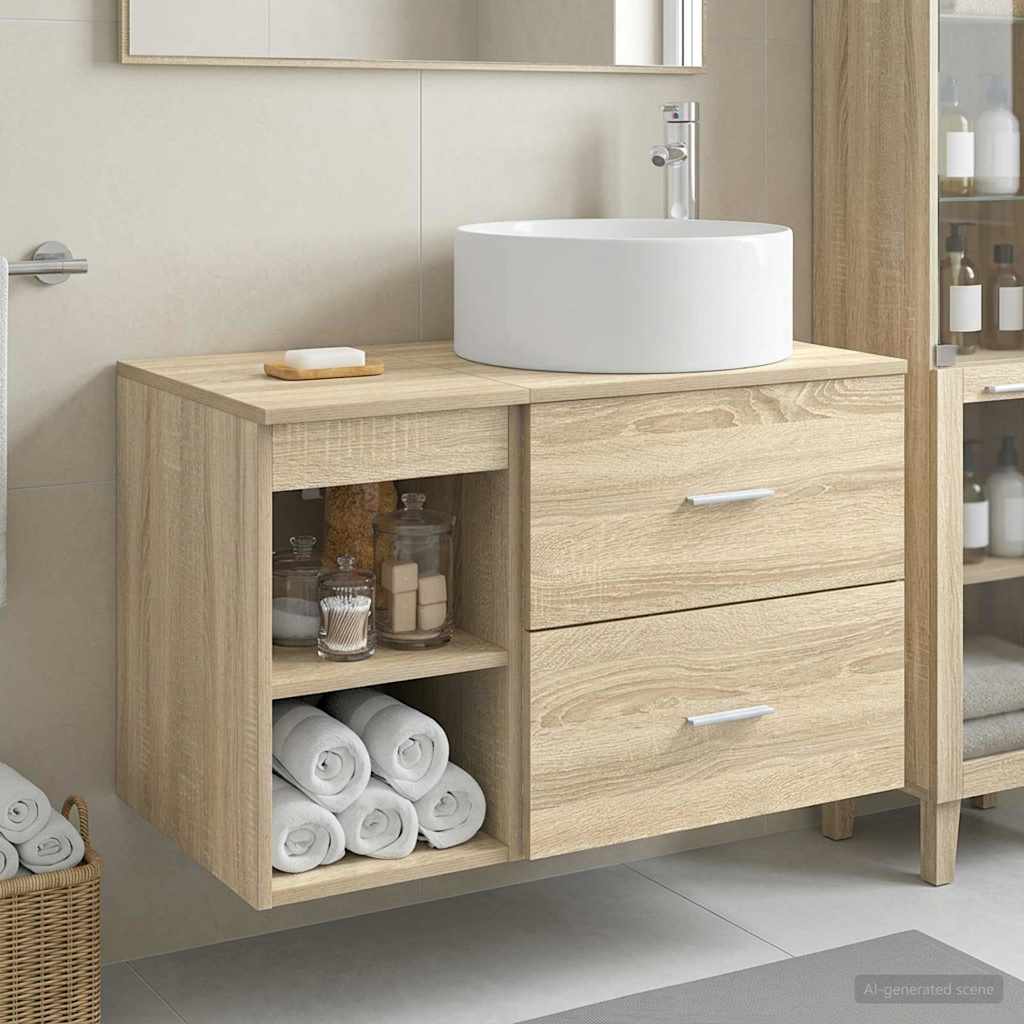 Ensemble de mobilier de salle de bain 2 pc Chêne Sonoma