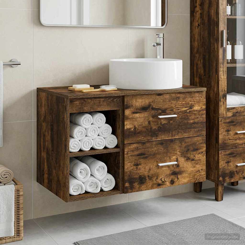 Ensemble de mobilier de salle de bain 2 pc Chêne fumé