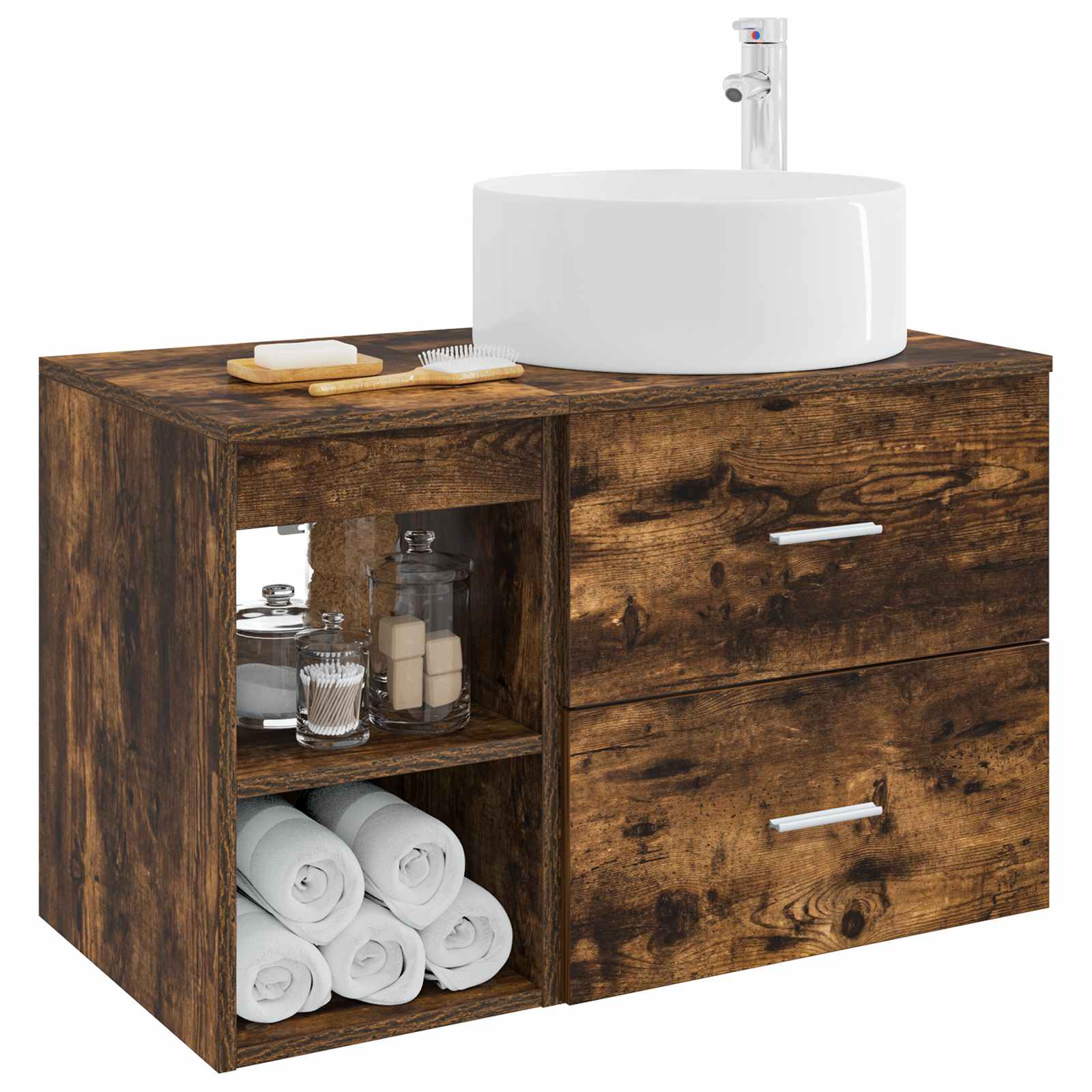 Ensemble de mobilier de salle de bain 2 pc Chêne fumé