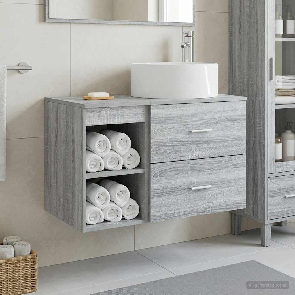 Ensemble de mobilier de salle de bain 2 pc Sonoma gris