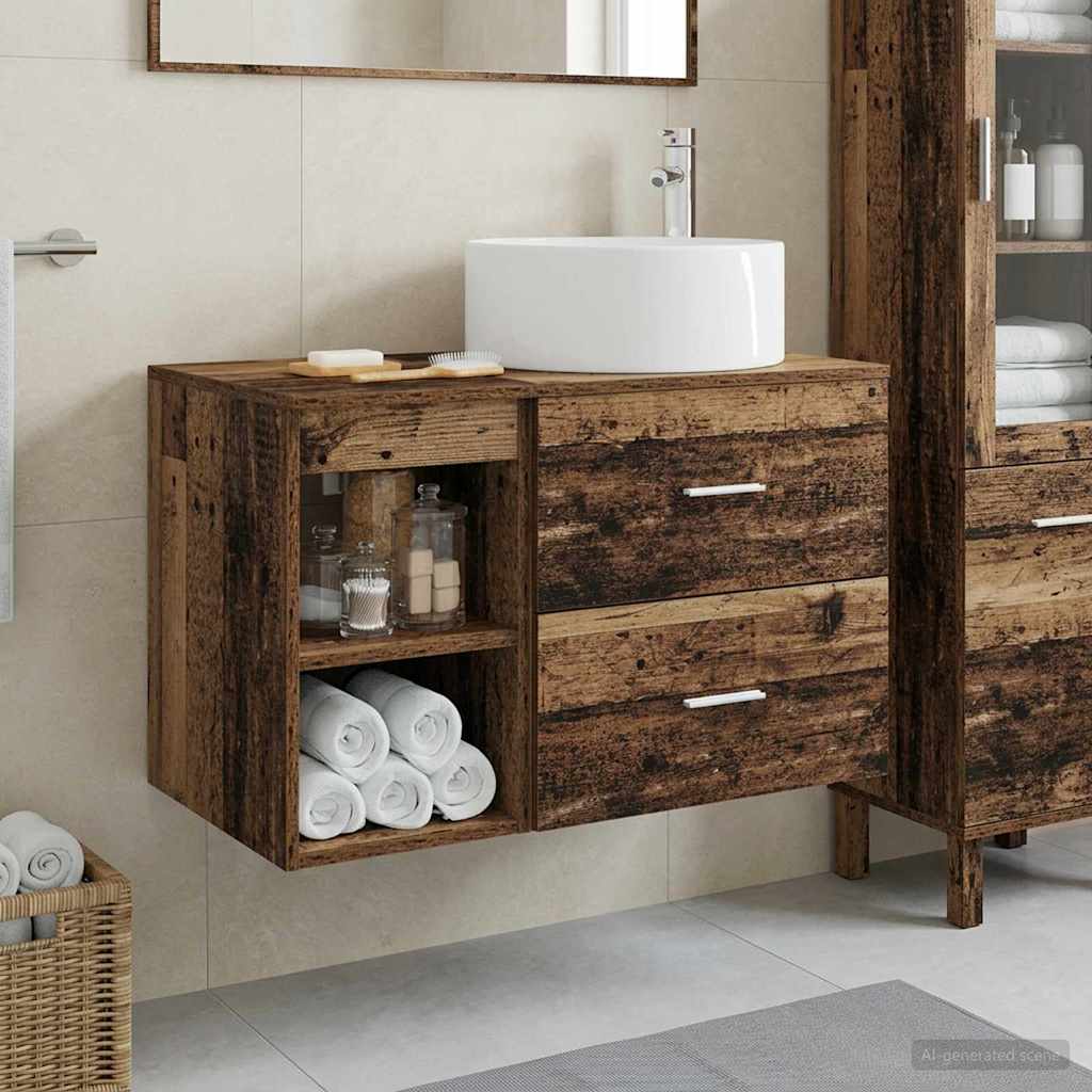 Ensemble de mobilier de salle de bain 2 pc Bois ancien