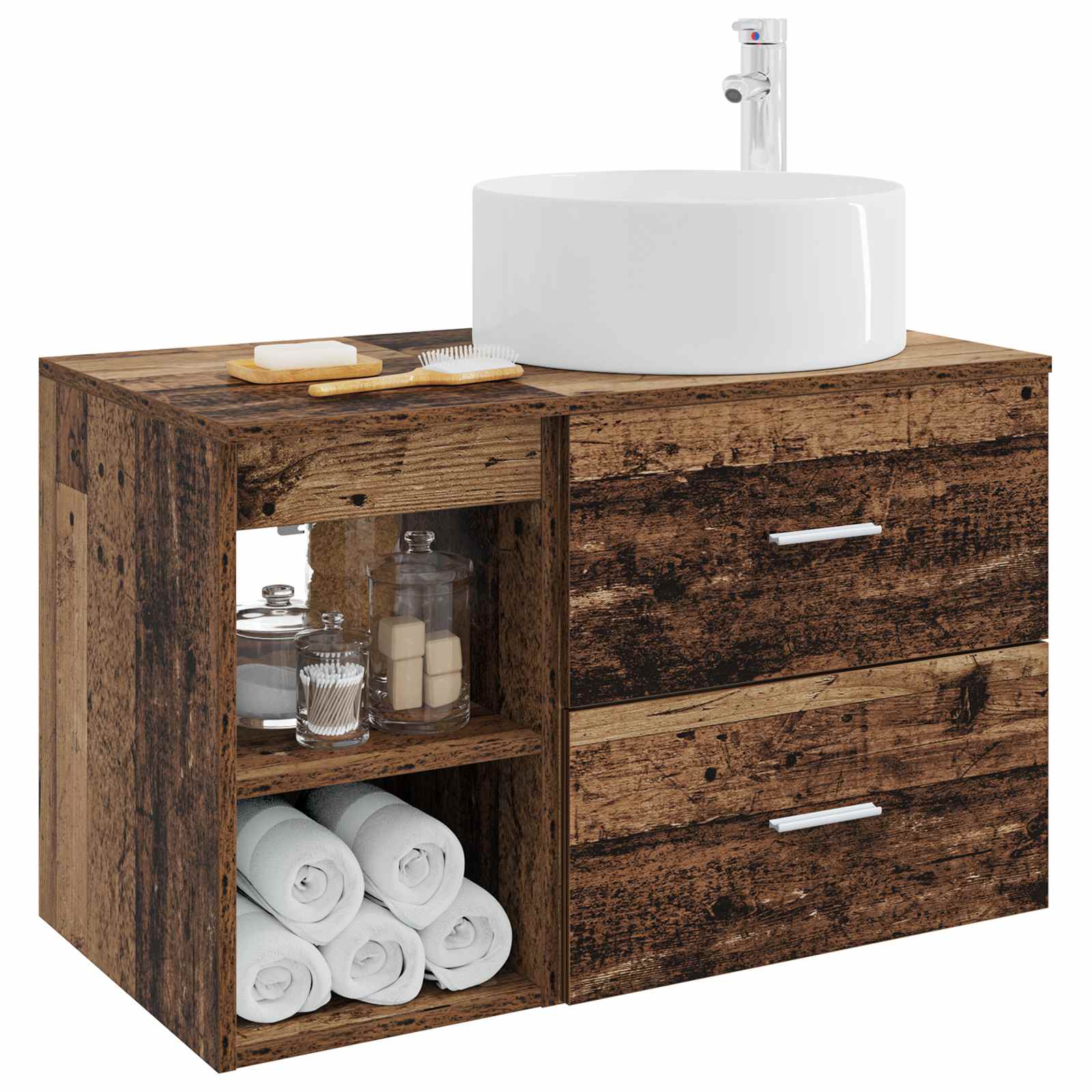 Ensemble de mobilier de salle de bain 2 pc Bois ancien