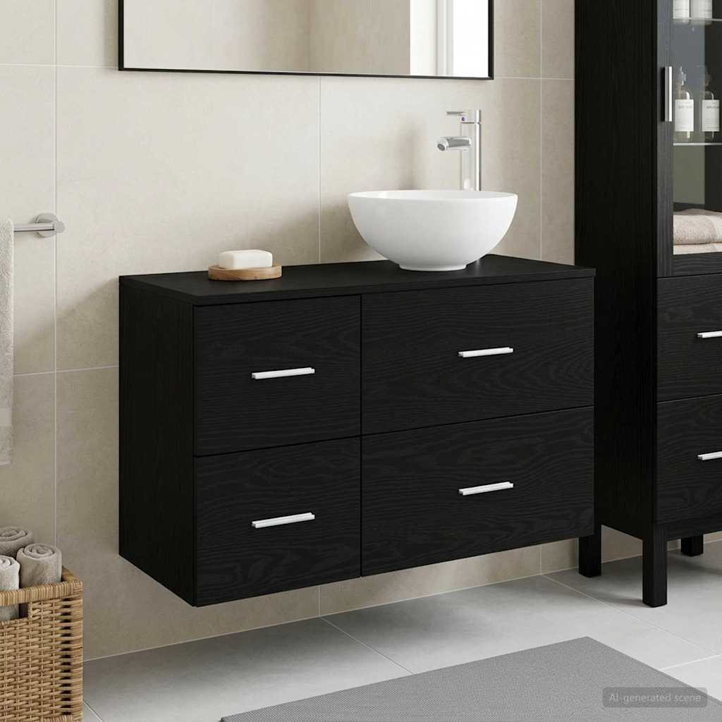 Ensemble de mobilier de salle de bain 2 pc Chêne noir