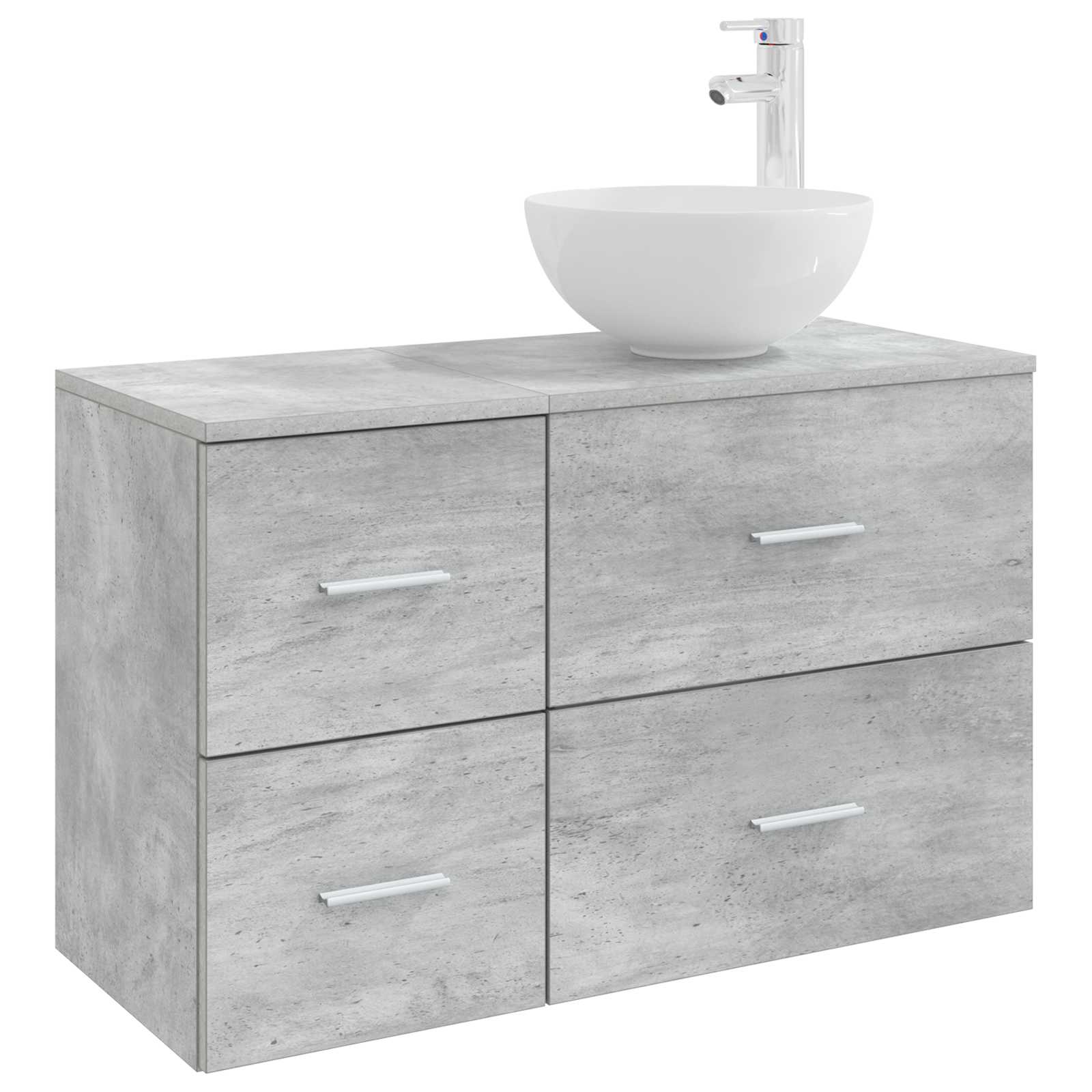 Ensemble de mobilier de salle de bain 2 pc Gris béton