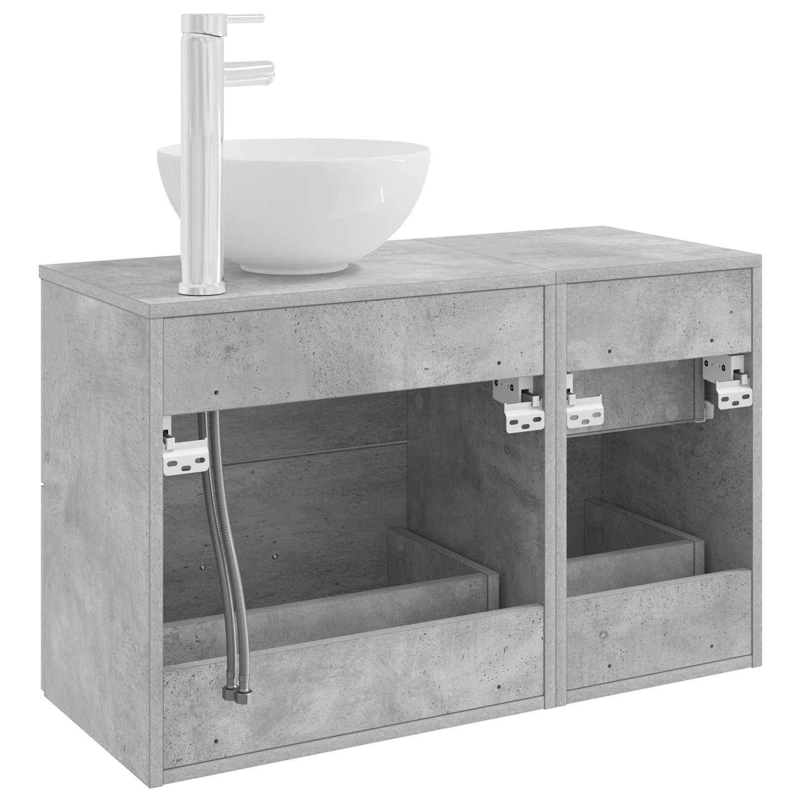 Ensemble de mobilier de salle de bain 2 pc Gris béton