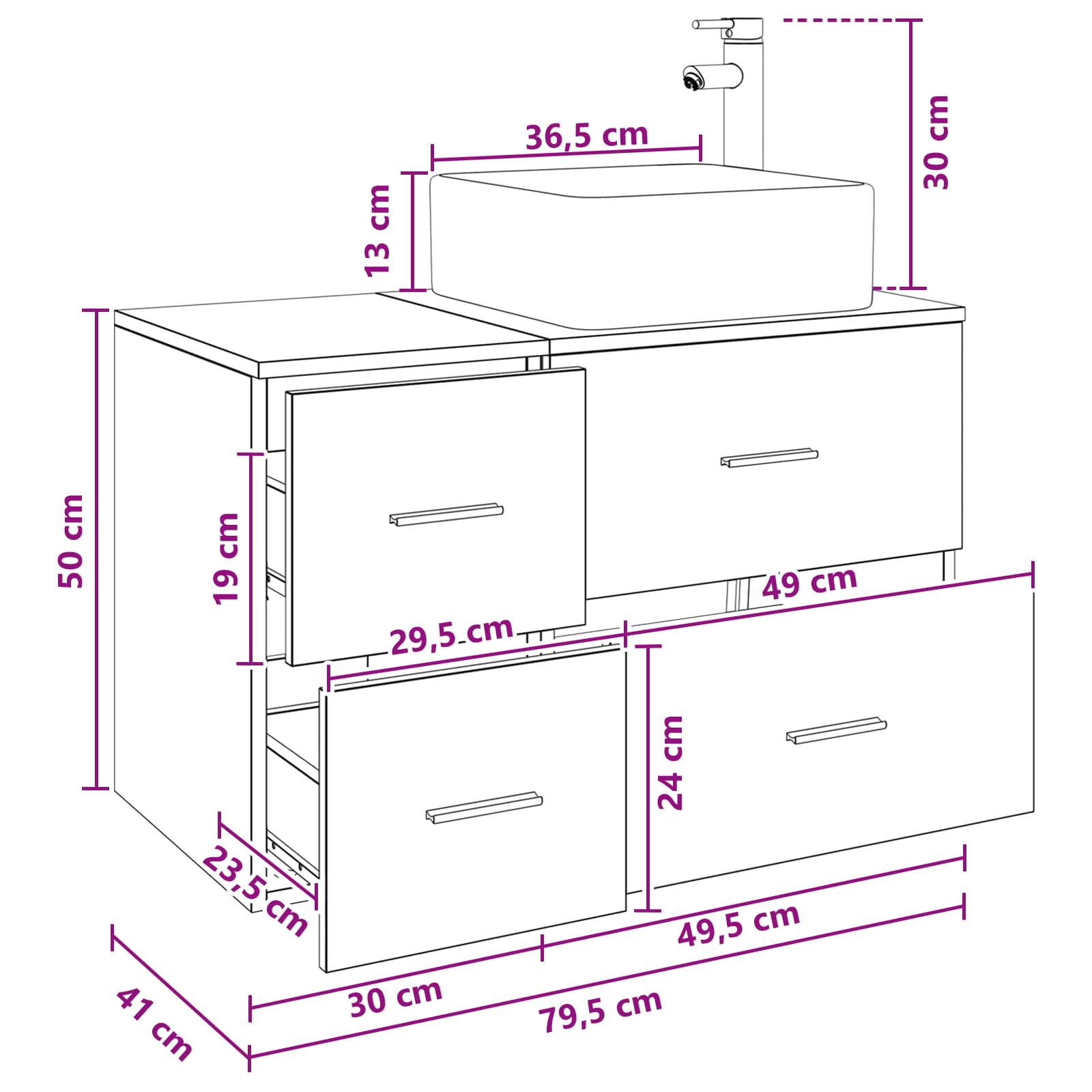 Ensemble de mobilier de salle de bain 2 pc Chêne noir