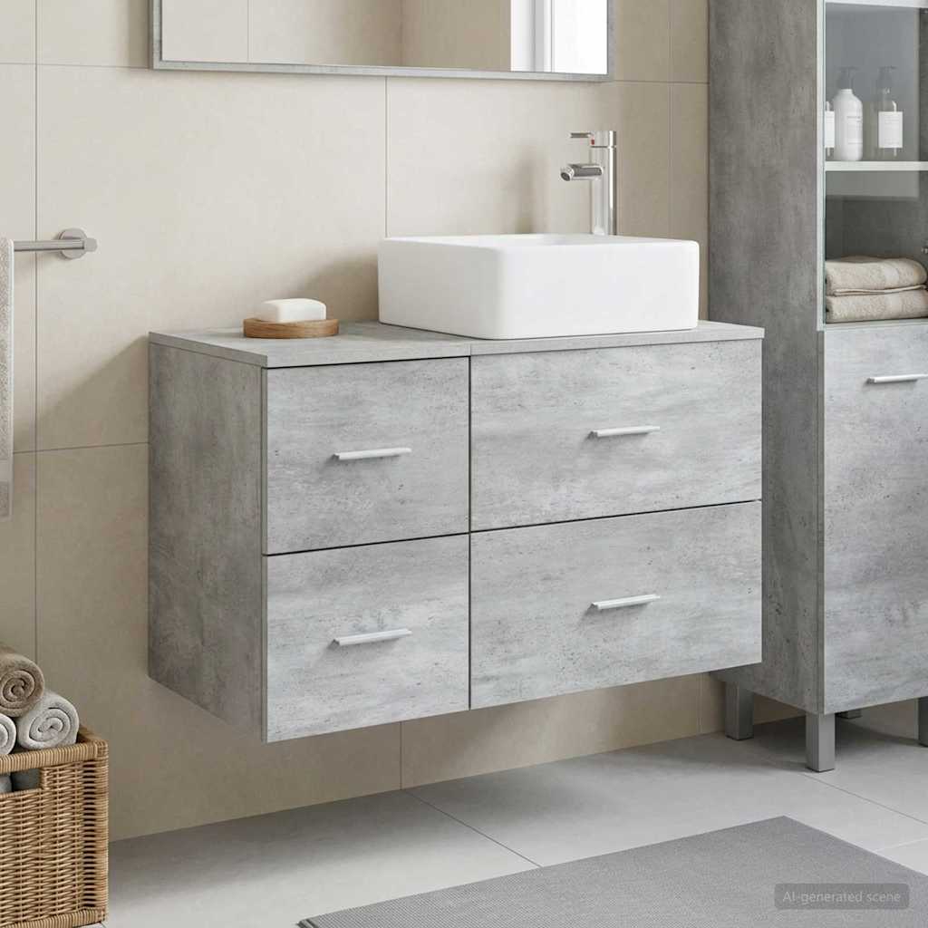 Ensemble de mobilier de salle de bain 2 pc Gris béton