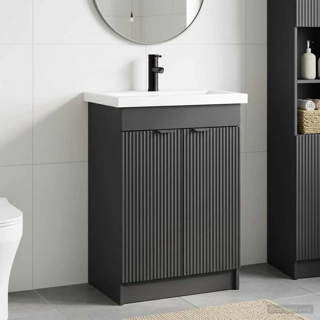 Ensemble de mobilier de salle de bain Noir 56 x 37,5 x 81 cm - XIOS
