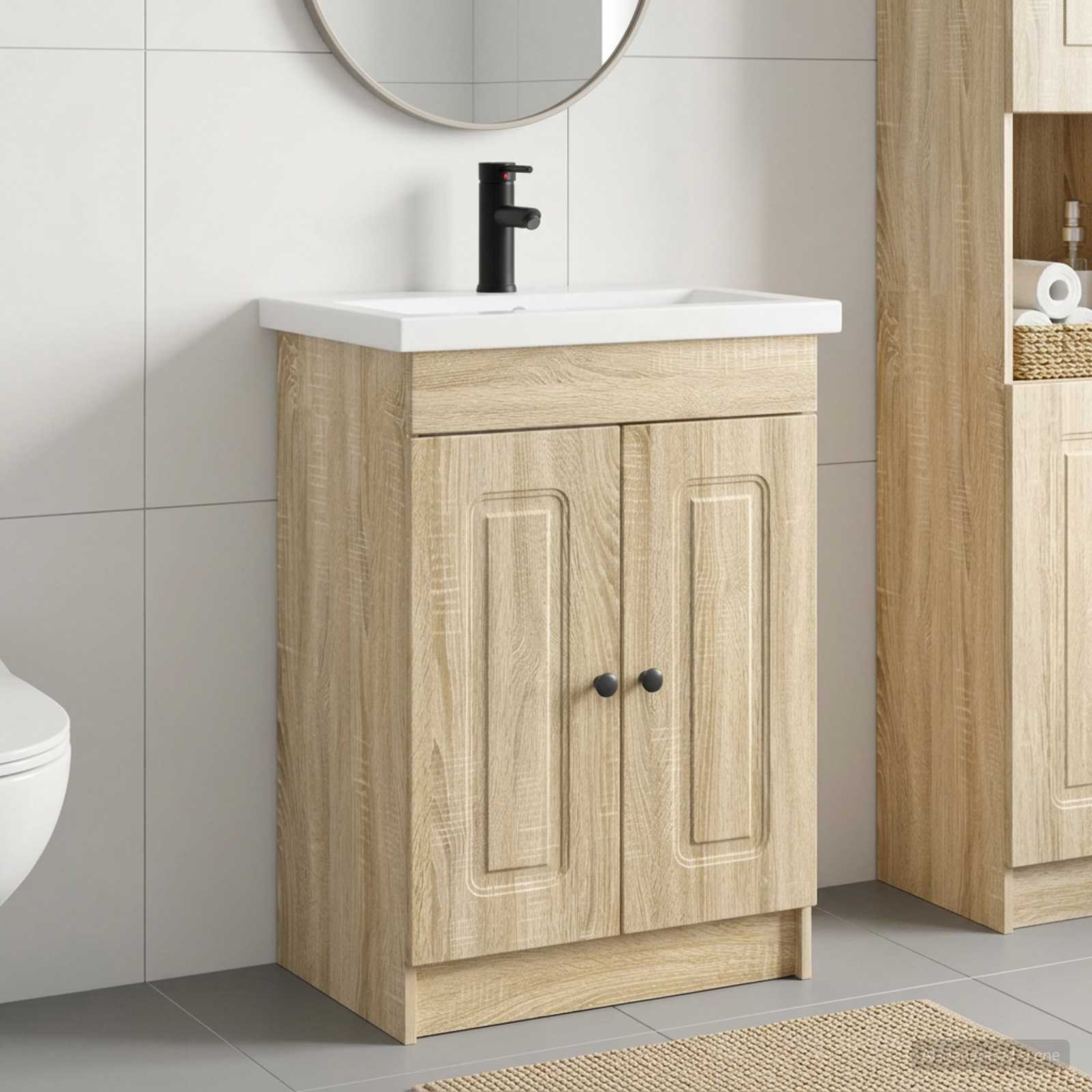 Ensemble de mobilier de salle de bain Chêne Sonoma