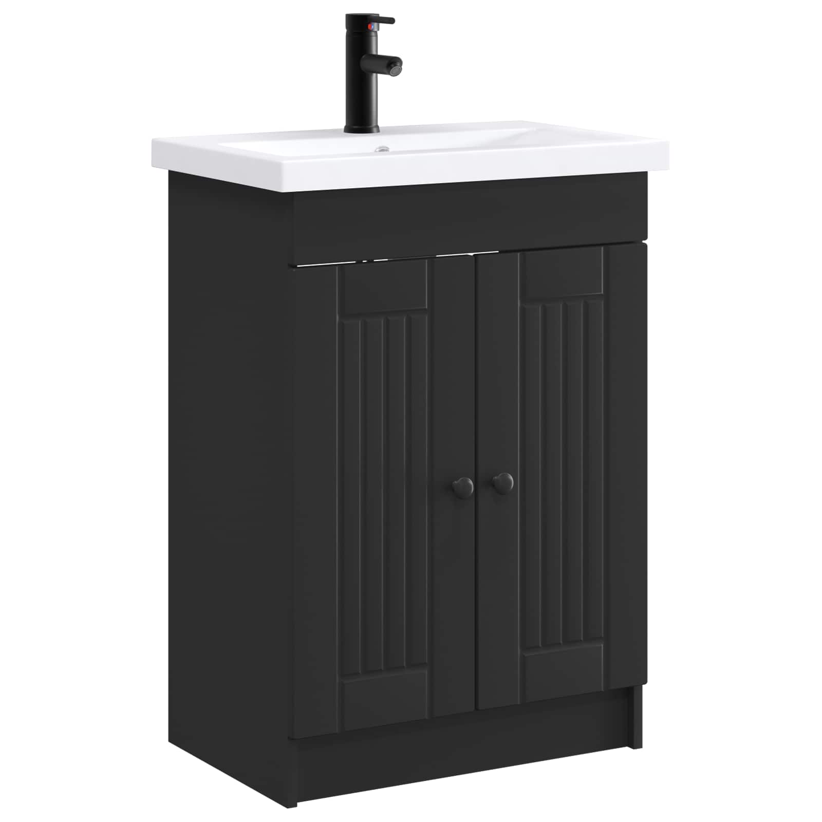 Ensemble de mobilier de salle de bain Noir 56 x 37,5 x 81 cm
