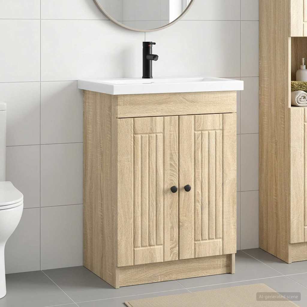 Ensemble de mobilier de salle de bain Chêne Sonoma