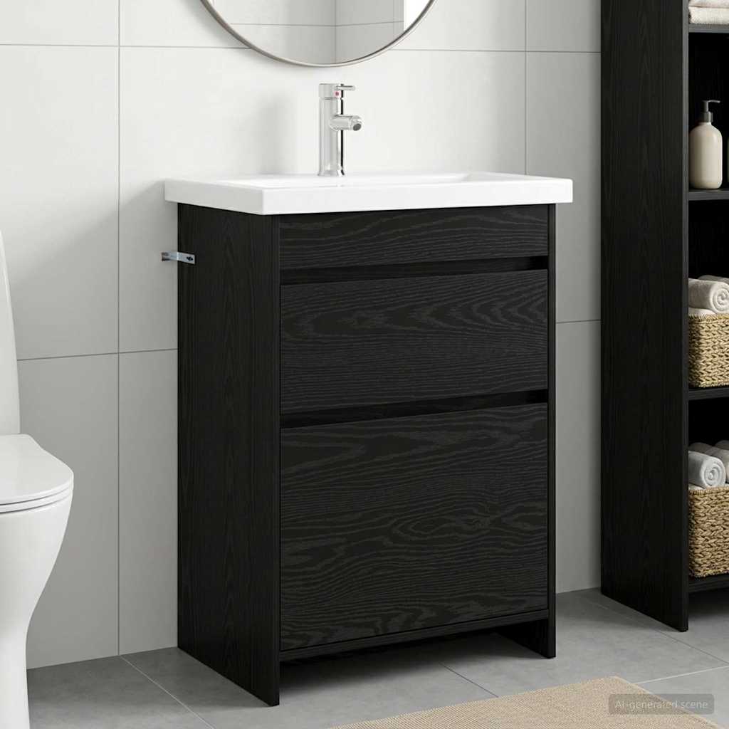 Ensemble de mobilier de salle de bain Chêne noir - XIOS
