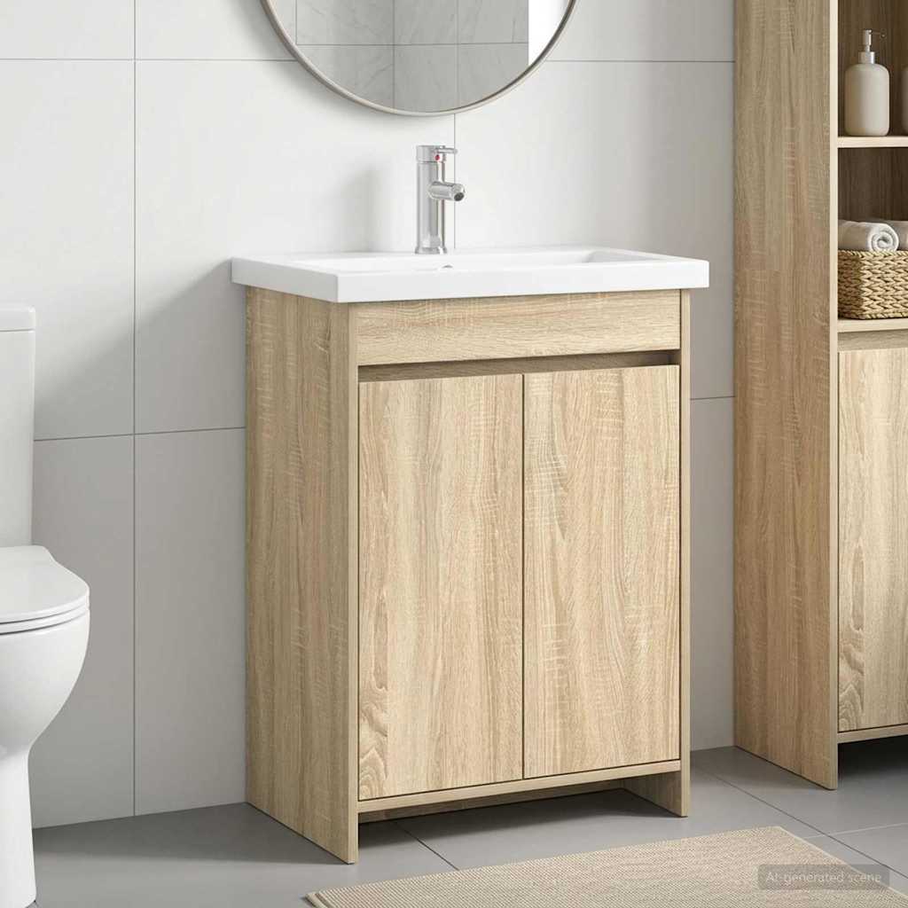 Ensemble de mobilier de salle de bain Chêne Sonoma