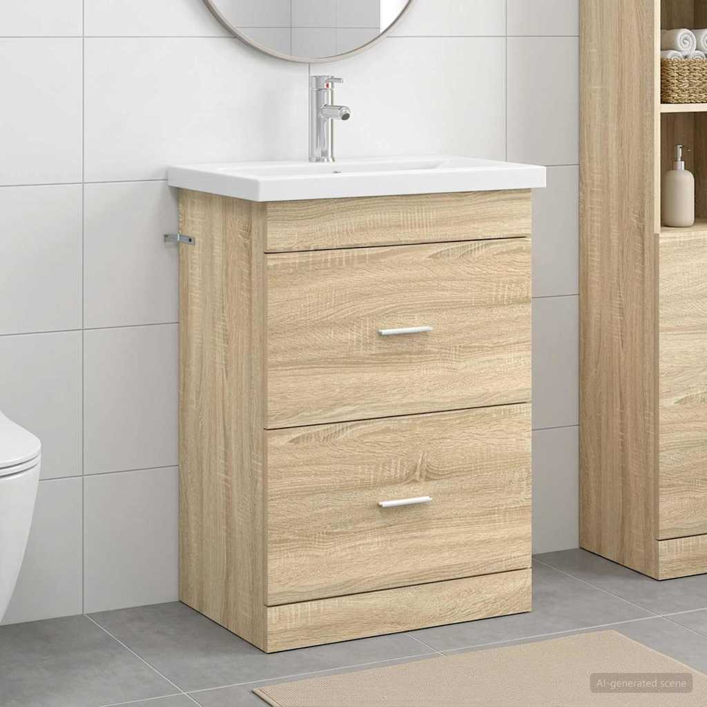 Ensemble de mobilier de salle de bain Chêne Sonoma