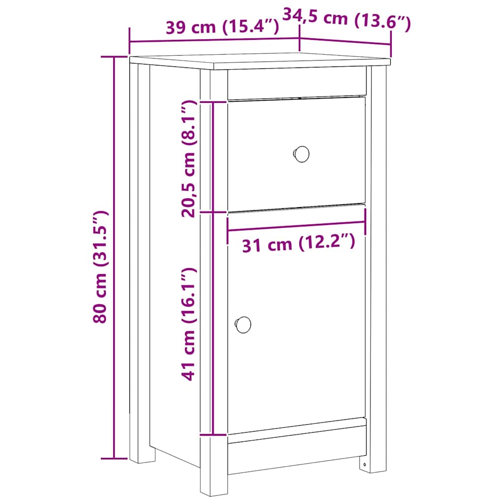 Buffet avec tiroir 2 pcs Brun cire 39 x 34,5 x 80 cm Pin massif - XIOS