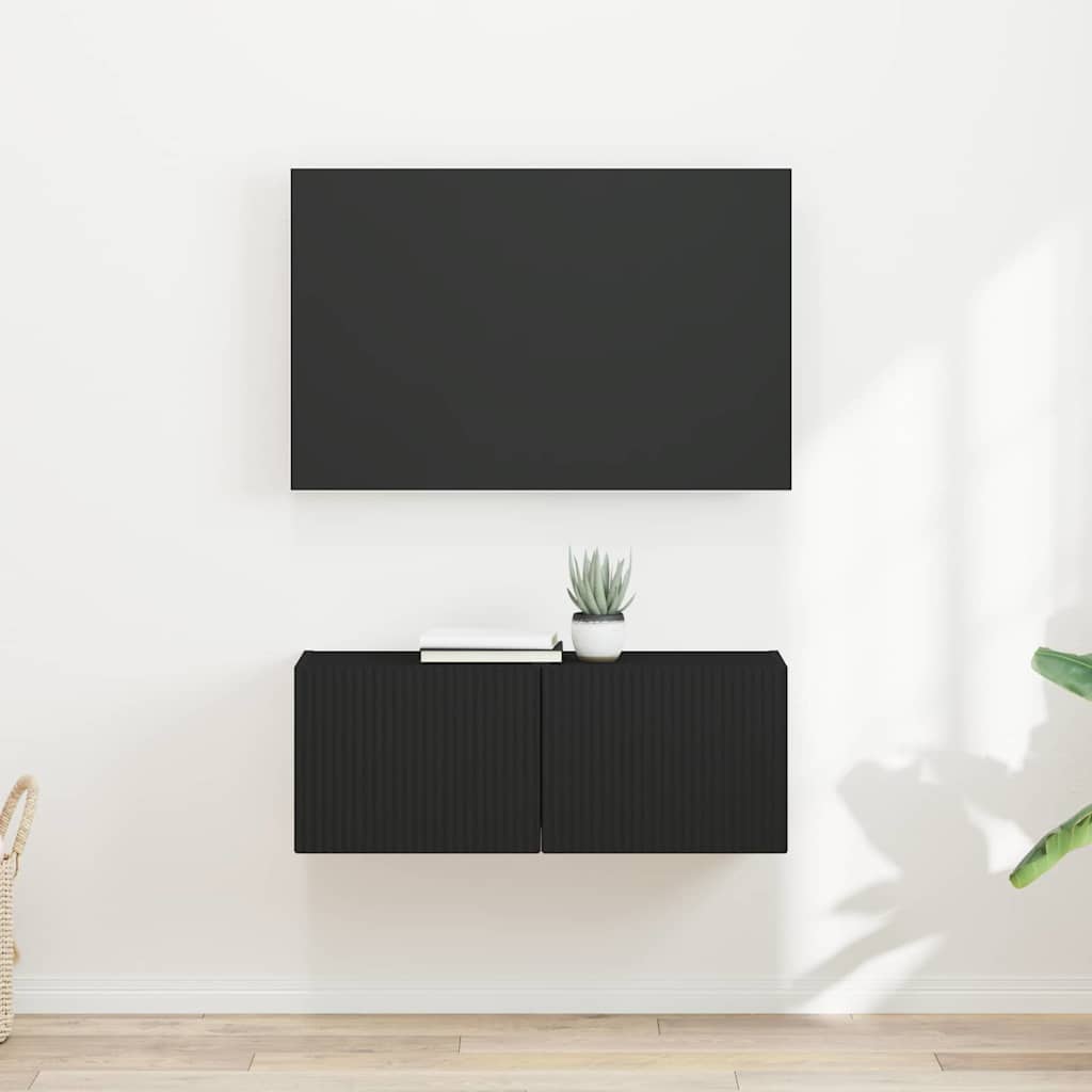 Meuble TV mural 2 pcs Noir 39 x 31 x 29,5 cm Bois d'ingénierie - XIOS