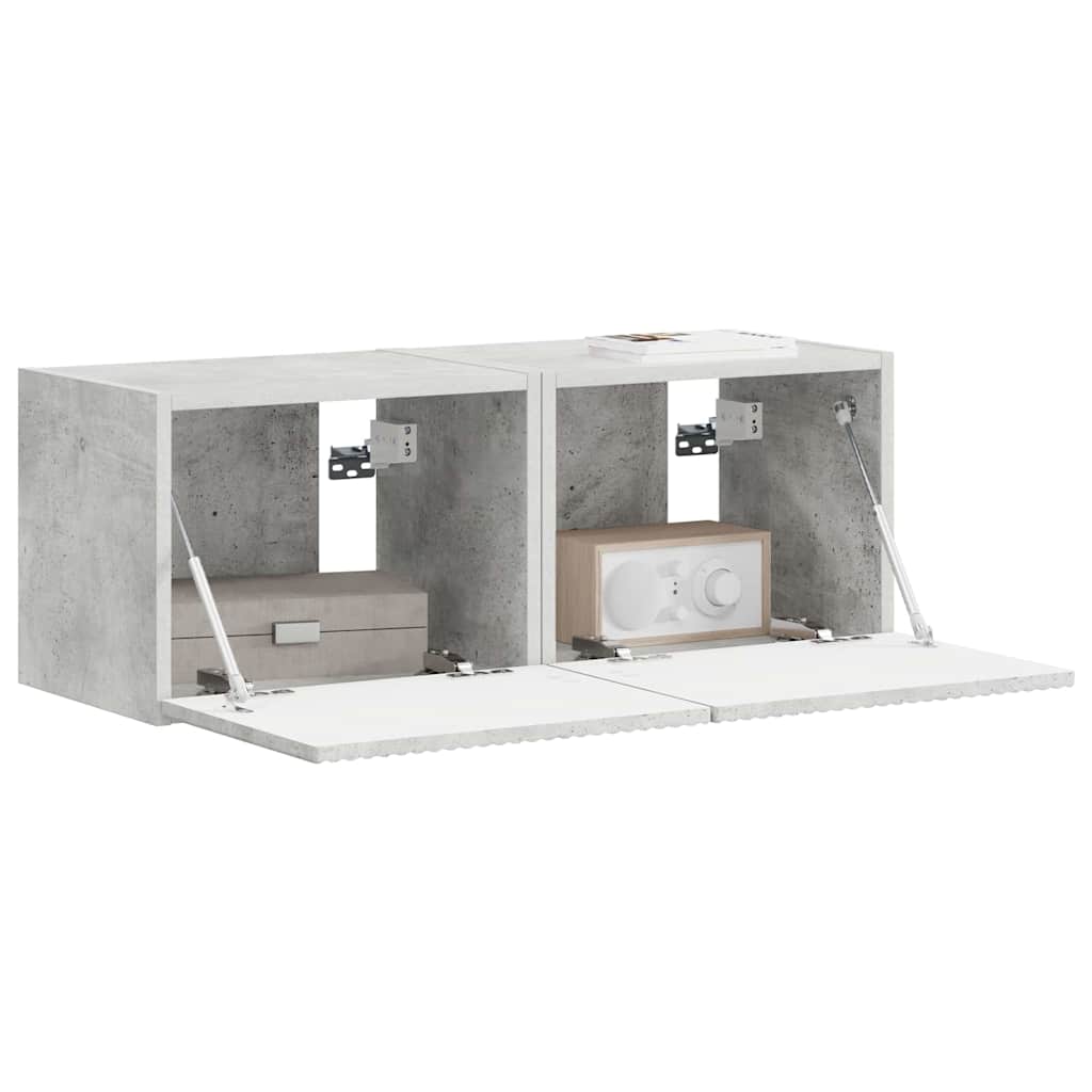 Meuble TV mural 2 pcs Béton 39 x 31 x 29,5 cm Bois d'ingénierie - XIOS