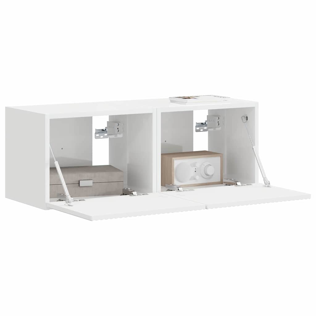 Meuble TV mural 2 pcs Blanc Brillant 39 x 31 x 29,5 cm - XIOS
