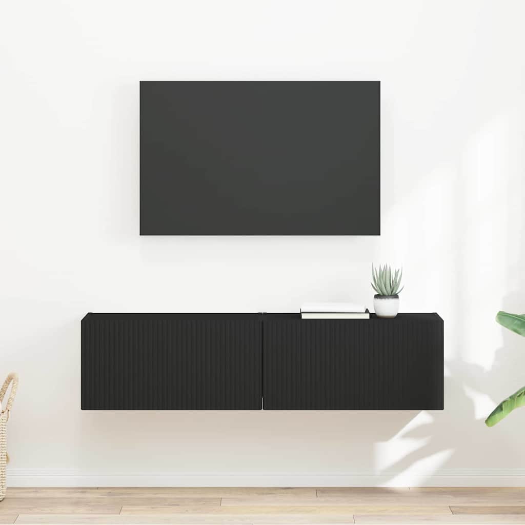 Meuble TV mural 2 pcs Noir 60 x 31 x 29,5 cm Bois d'ingénierie - XIOS