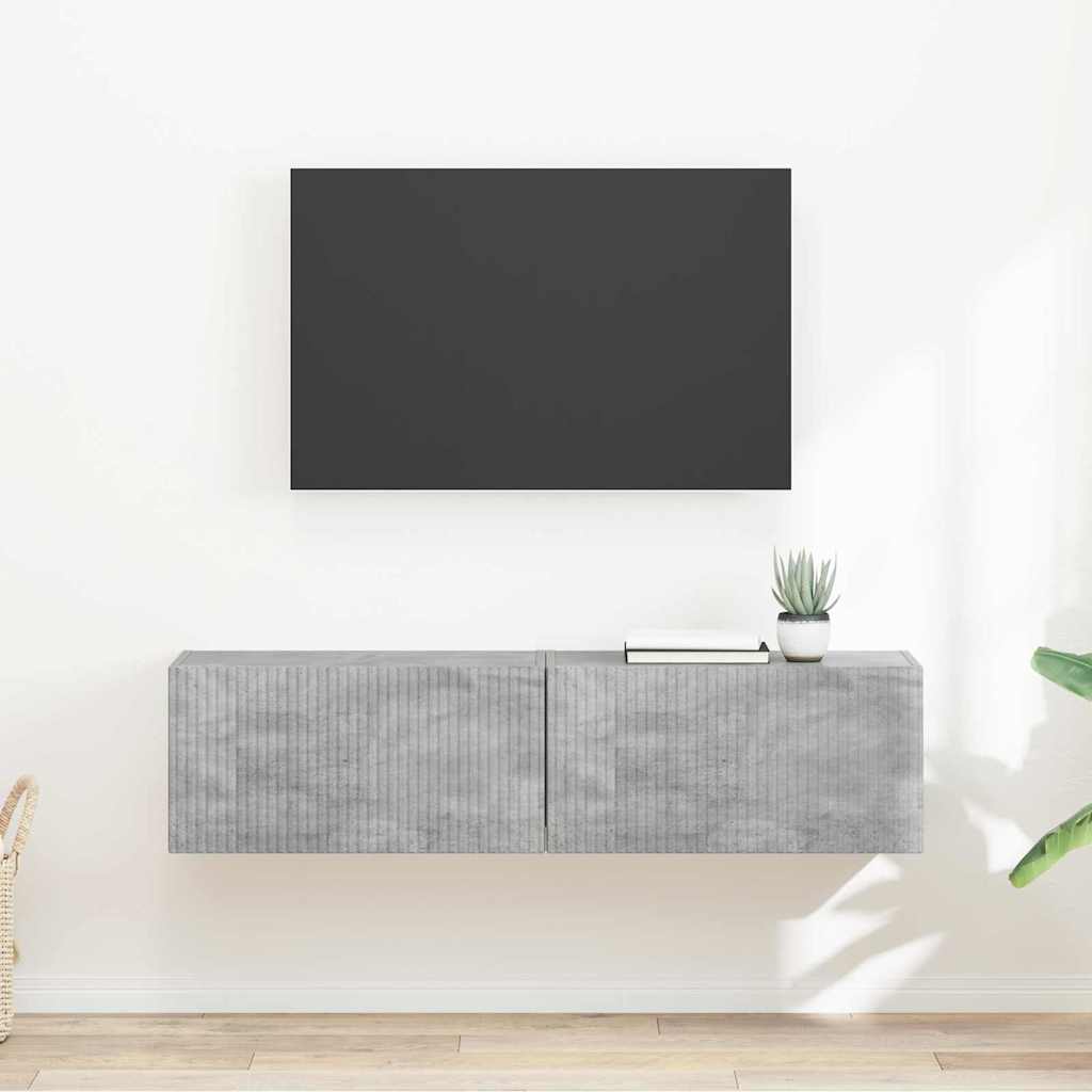 Meuble TV mural 2 pcs Béton 60 x 31 x 29,5 cm Bois d'ingénierie - XIOS