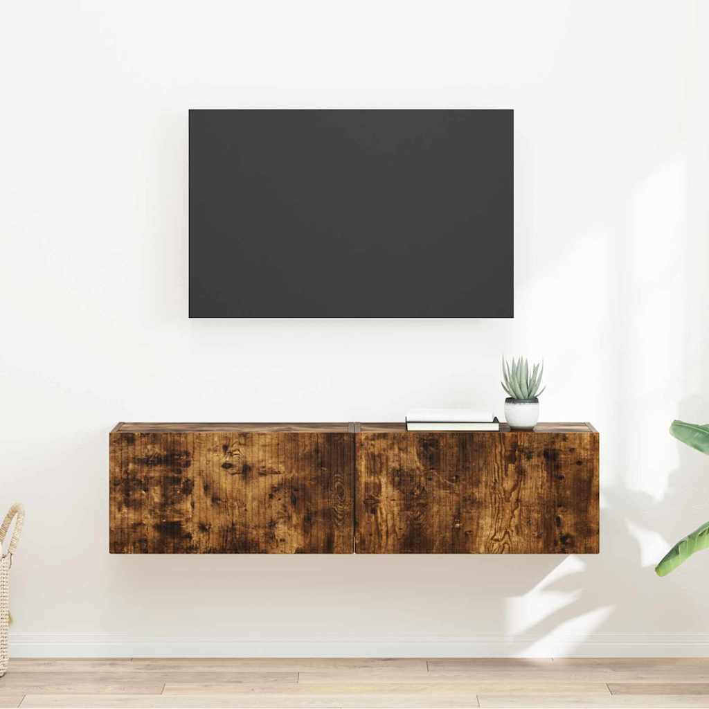 Meuble TV mural 2 pcs Chêne fumé 60 x 31 x 29,5 cm - XIOS