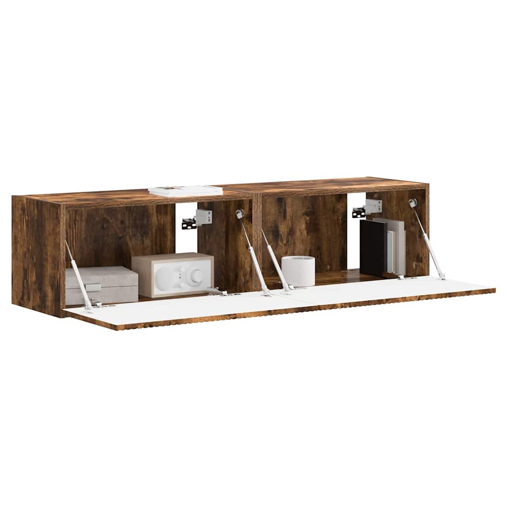 Meuble TV mural 2 pcs Chêne fumé 60 x 31 x 29,5 cm - XIOS