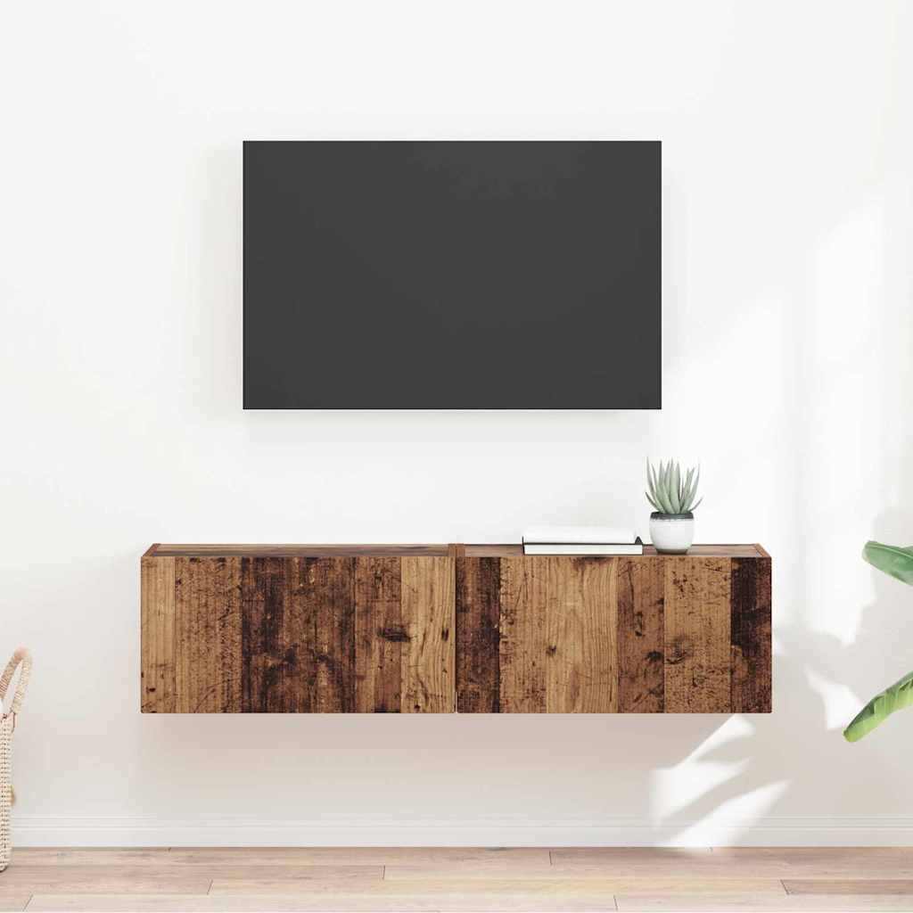 Meuble TV mural 2 pcs Bois Ancien 60 x 31 x 29,5 cm - XIOS