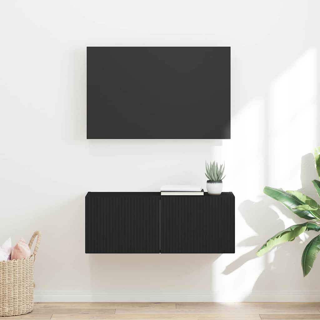 Meuble TV mural Noir 78,5 x 31 x 29,5 cm Bois d'ingénierie